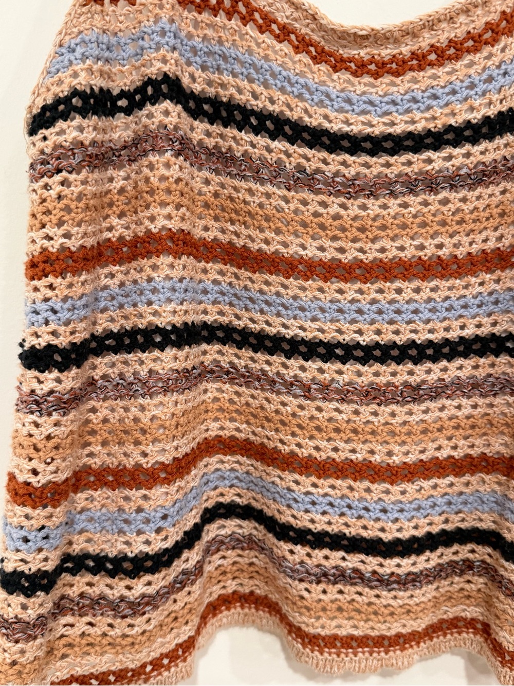 Jessica Simpson Crochet Striped Tank Top Boho Size Large - Picture 2 of 6